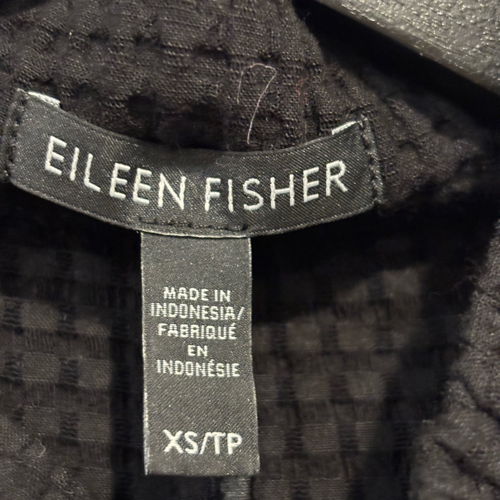 Eileen Fisher Black Ribbed Trench Coat - Picture 15 of 16